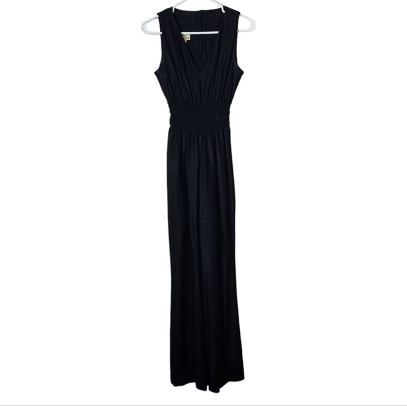 ELLEN DALE x VINTAGE 70s smocked waist jumpsuit‎ in black - Picture 1 of 6